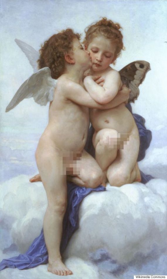 CENSURA William-Adolphe Bouguereau, Cupid and Psyche as Children