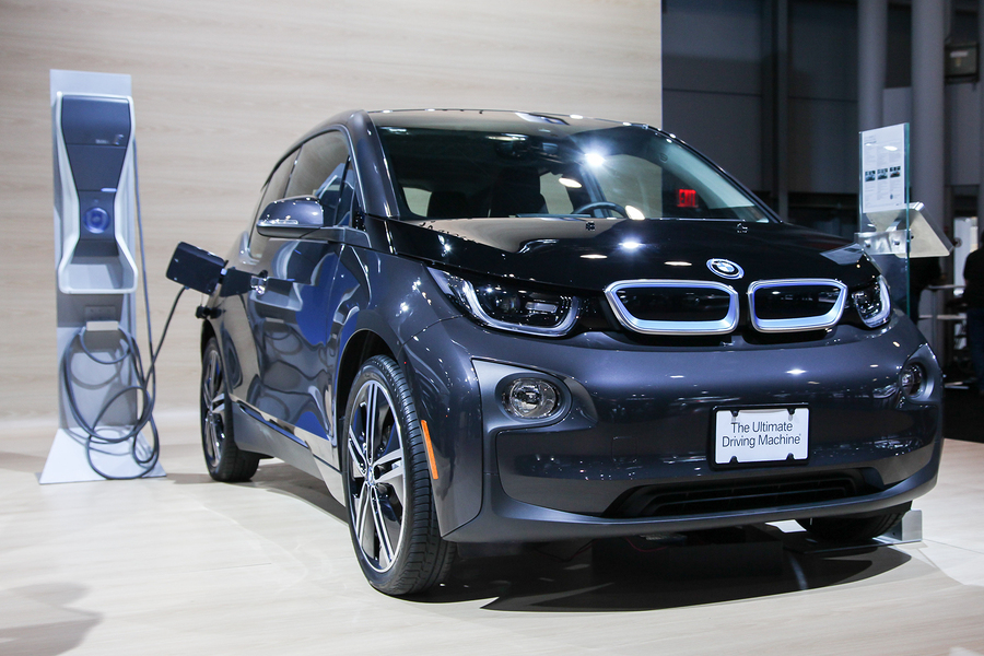NEW YORK - APRIL 1: BMW exhibit 2015 BMW i3 at the 2015 New York International Auto Show during Press day, public show is running from April 3-12, 2015 in New York, NY.