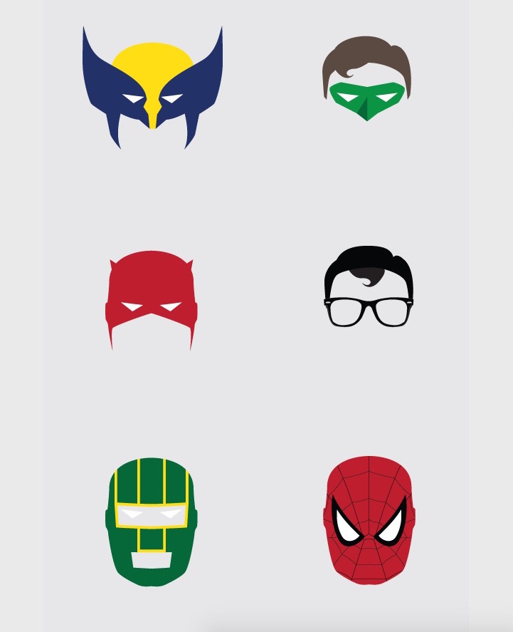 empieza la acción Moler aterrizaje 24 máscaras de superhéroes en diseño flat | paredro.com
