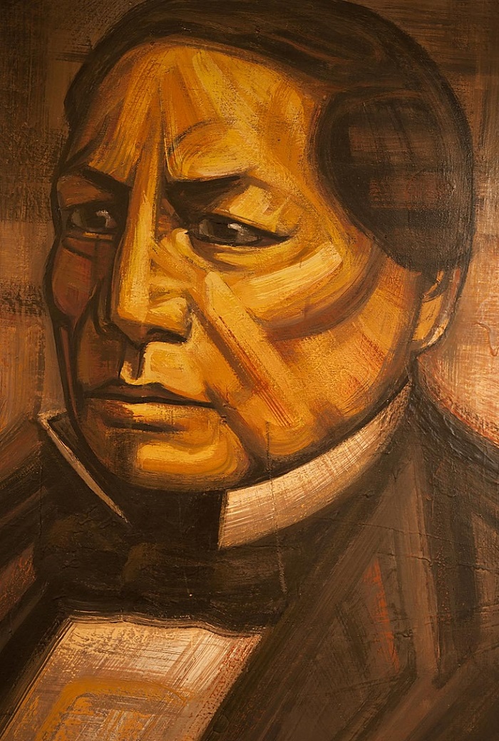 Benito Juárez en mural del Palacio Nacional, Ciudad de México, detalle.