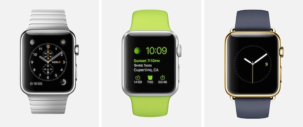 Las tres líneas del Apple Watch.