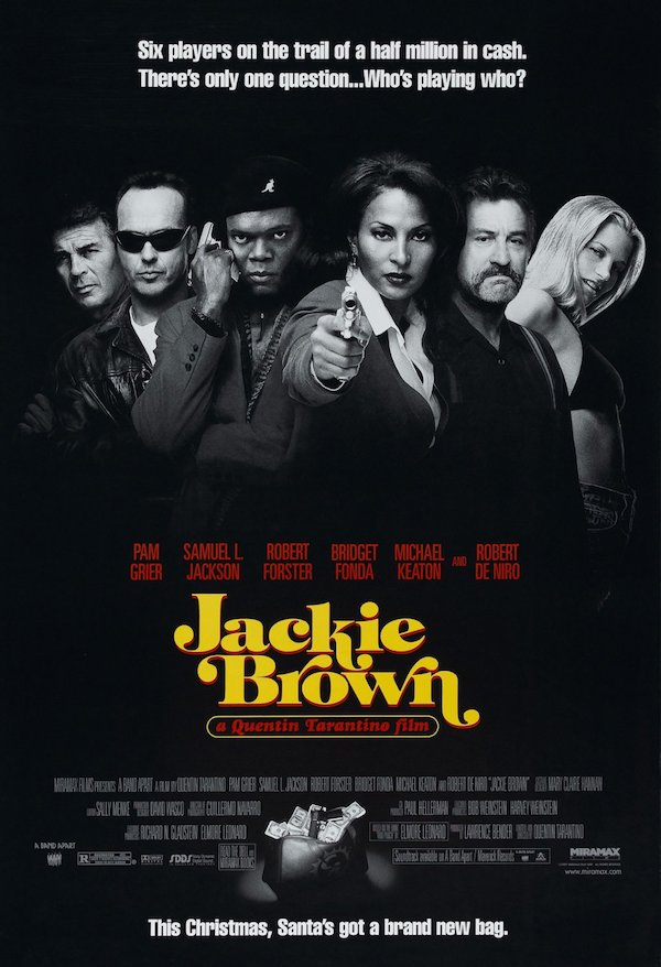 Jackie Brown, de Quentin Tarantino, el filme fue protagonizada por Pam Grier en 1997 El logotipo se basa en la tipografía ITC Tiffany, diseñado por Ed Benguiat en 1974 y hace referencia a la película de Foxy Brown de 1974.