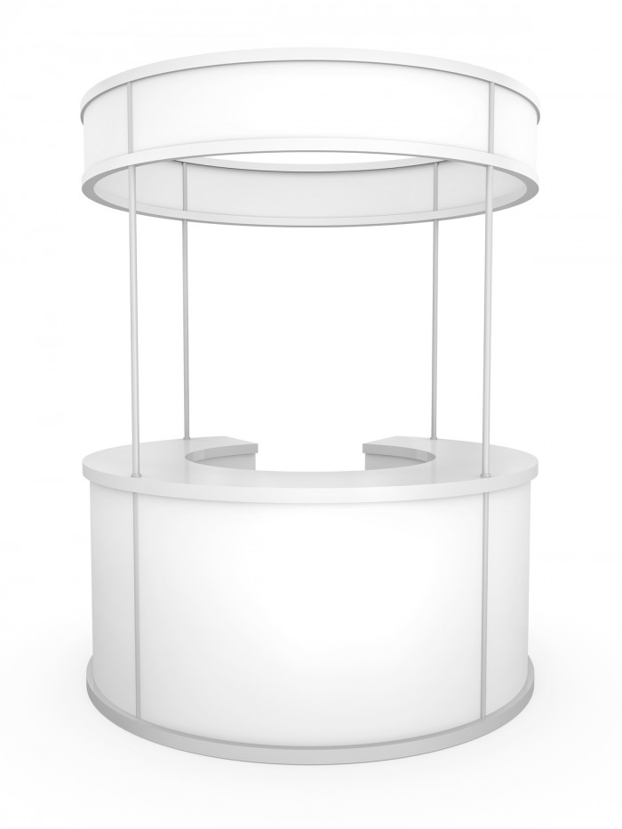 Blank circular trade stand. 3D rendered illustration.