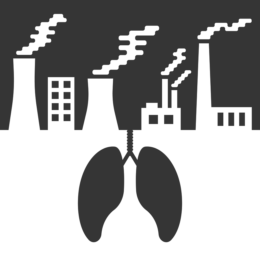 environmental issues with lungs and air pollution. concept of ecocatastrophe, air contamination, pulmonary disease, ecological catastrophe and bionomics. trendy modern design vector illustration