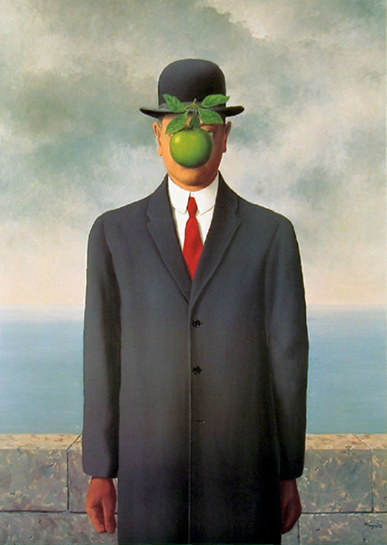 Ren? Magritte, The Son of Man, 1964, Restored by Shimon D. Yanowitz, 2009 øðä îàâøéè, áðå ùì àãí, 1964, øñèåøöéä ò"é ùîòåï éðåáéõ, 2009