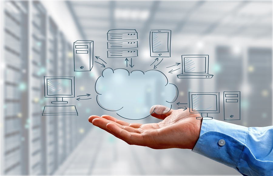 Cloud clouding business app sketch laptop network
