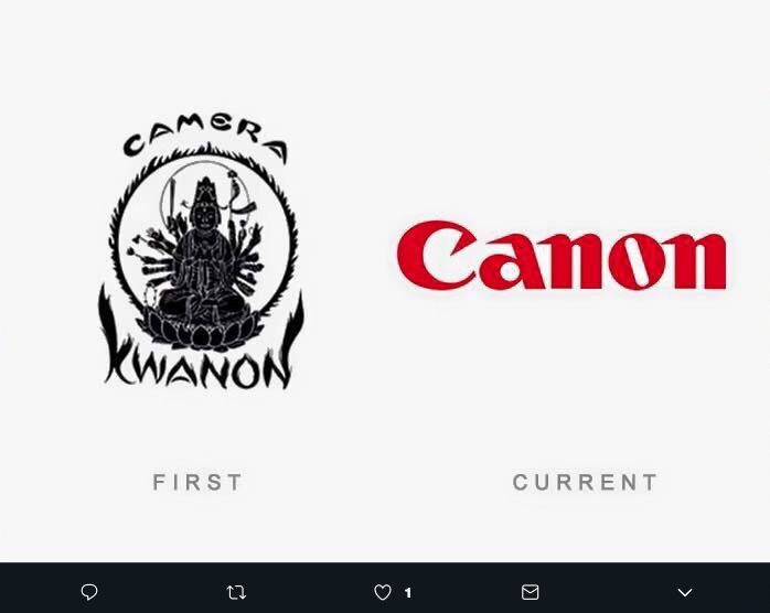 El logotipo de Canon surgió como una representación de Kwan Yin, la diosa diosa budista de la misericordia, y la marca se llamaba "Kwanon".