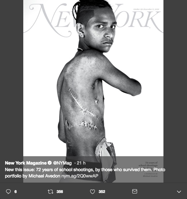 La New York Magazine dedica su portada y una cesión fotográfica a los sobrevivientes de los tiroteos en escuelas de E.U. con el fin de reunir su testimonio.