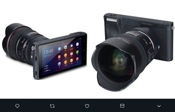Yongnuo presentó una cámara profesional sin espejos que parece tener apariencia de smartphone, usará el sistema operativo Android 7.1