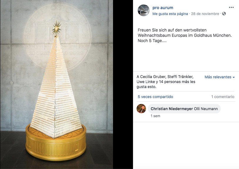 La compañía alemana Pro Aurum, creó Árbol de Navidad más caro de Europa, más allá del diseño, el tema se convirtió en polémica.
