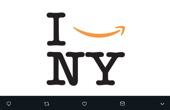 La ciudad de Nueva York reemplazó el corazón del logotipo de I Love NY por la flecha de Amazon y ni a la gente, ni al diseñador les gustó.