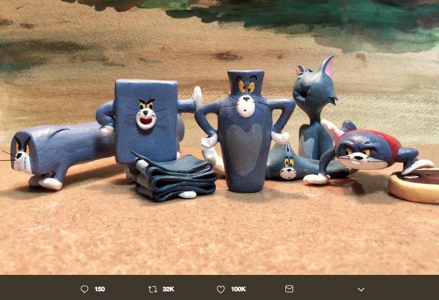 Estas esculturas de Tom creadas por el artista Taku Inoue, recrean momentos incómodos del gato de la caricatura Tom & Jerry.