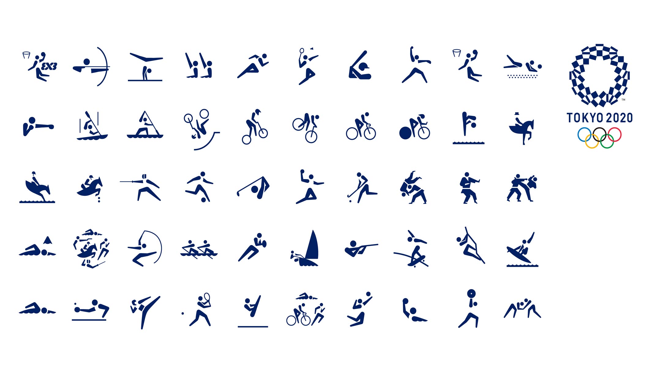 Los pictogramas de Tokio 2020 fueron diseñados por Masaaki Hiromura, éstos ayudan a identificar cada disciplina más fácil.
