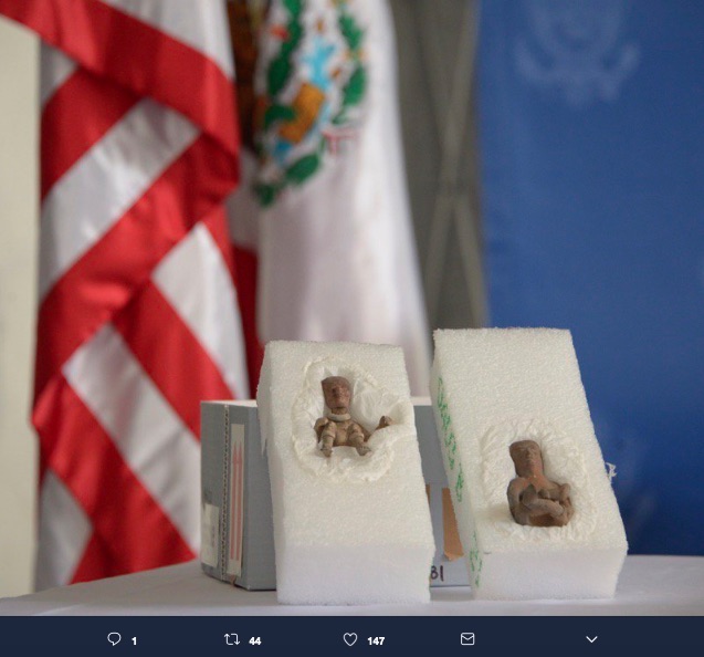 Dos piezas arqueológicas robadas en los años 60s fueron devueltas por el gobierno de EE.UU, ambas son de origen teotihuacano.