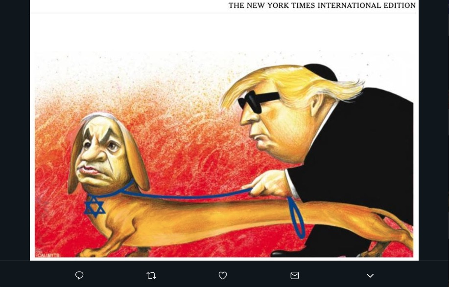 El New York Times retiró una caricatura tras ser acusada de antisemitismo y como consecuencia no publicará más viñetas en su edición internacional.